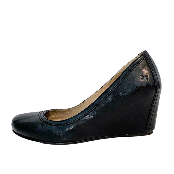 Frye Black Leather Wedges - Picture 1 of 12
